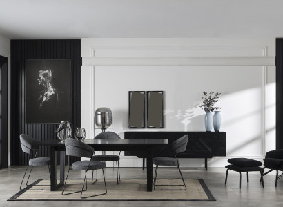 Dining set Black Dining room Set Sideboard Wardrobe Chairs Dining table Dining set